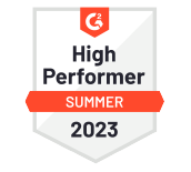 g2-1-1 Image: G2 Summer 2023 High Performer badge, a trusted alternative to HotDocs, symbolizing top-rated document automation solutions on the G2 platform.