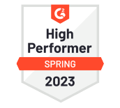 g2-4 Image: G2 Spring 2023 High Performer badge, a trusted alternative to HotDocs, symbolizing top-rated document automation solutions on the G2 platform.